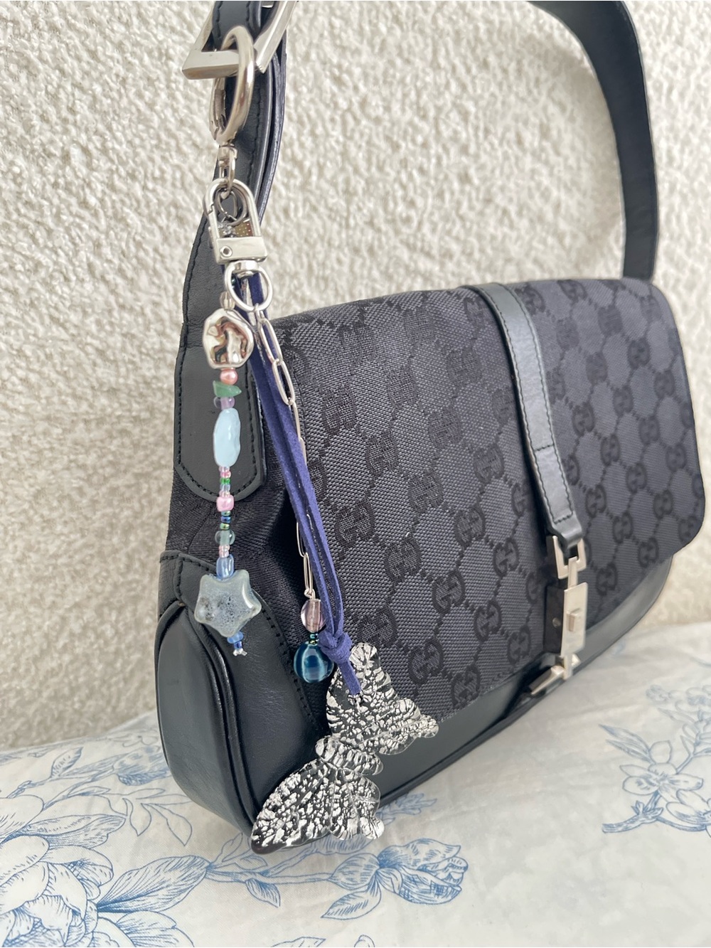 Navy Butterfly Bag Charm Keychain - Picture 4 of 4